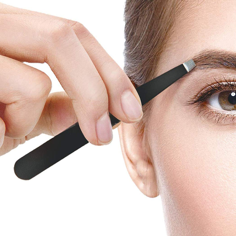 [Australia] - Eyebrow Tweezers, for Ingrown Hair Eyebrow Tweezer Set for Men Women Great Precision Eyebrows (Black) Black 