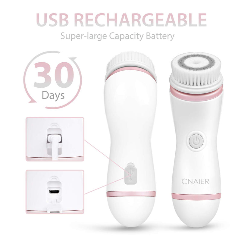 [Australia] - Facial Cleansing Brush, 【NEWEST 2021】Rechargeable Face Brush with 4 Brush Heads for Deep Cleansing and Gentle Exfoliating, Waterproof Electric Spin Face Scrub Brush with USB Charge Blush 