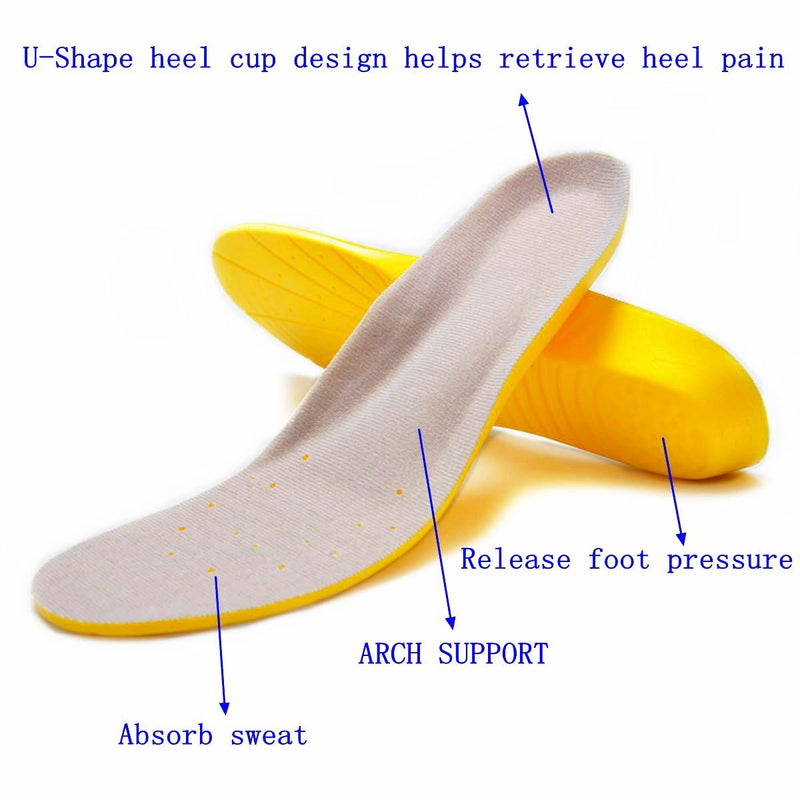 [Australia] - Shoe Insoles, Memory Foam Insoles, Providing Excellent Shock Absorption and Cushioning for Feet Relief, Comfortable Insoles for Men and Women for Everyday Use, S [US : 4.5-6.5] Yellow S [US : 4.5-6.5] 