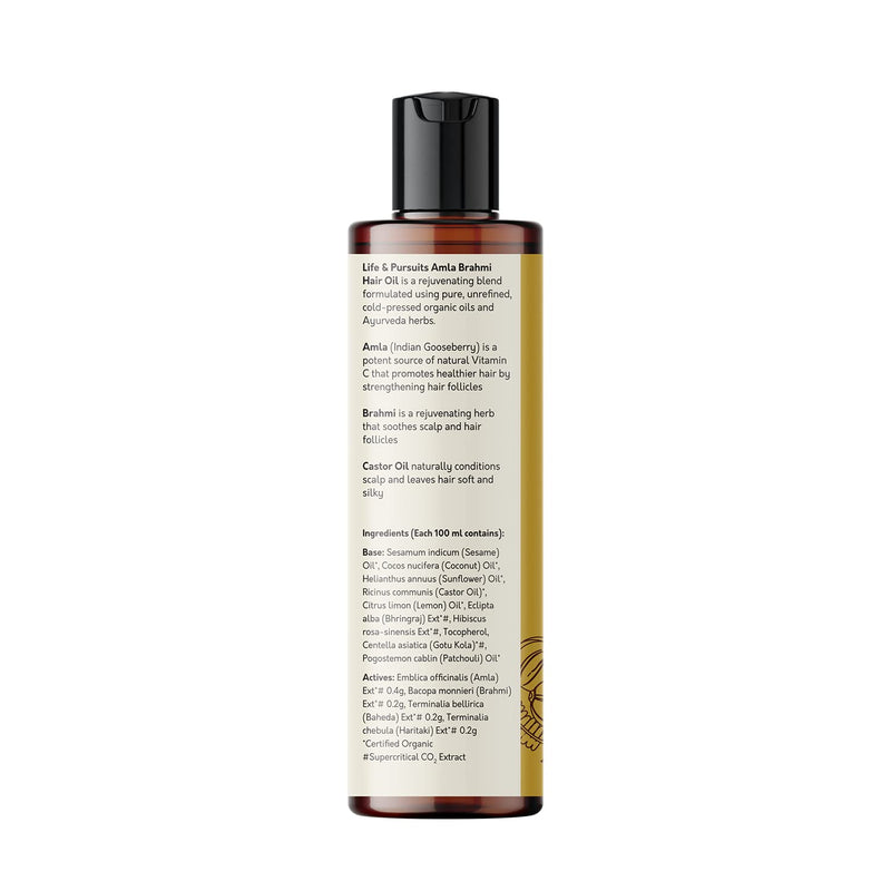 [Australia] - Life & Pursuits Amla Brahmi Hair Oil for Hair Growth - 200 ml Natural & Organic Hair Oil with Coconut, Castor, and Sesame for Strong & Thick Hair (Packaging May Vary) 200 ml (Pack of 1) 