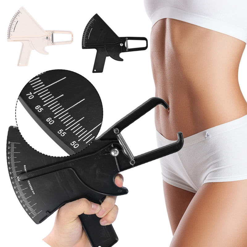 [Australia] - 2 Colors 0-80MM Body Fat Measuring Tester, Measure Skinfold Caliper Weight Loss Measuring Tester, Skinfold Calipers and Body Fat Tape Measure Tool(black) 