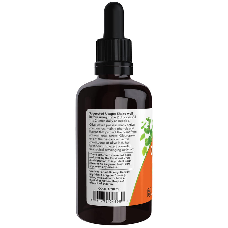 [Australia] - NOW Supplements, Olive Leaf Glycerite Liquid, 18% Oleuropein, Dropper Included, Free Radical Scavenger*, 2-Ounce 