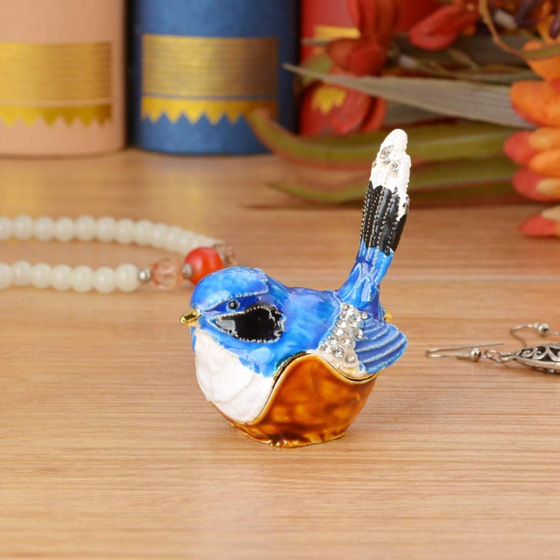 [Australia] - FZJ Blue Bird Figurine Crystal Jewelry Box Indoor Home Decoration Bird Lover Gift 