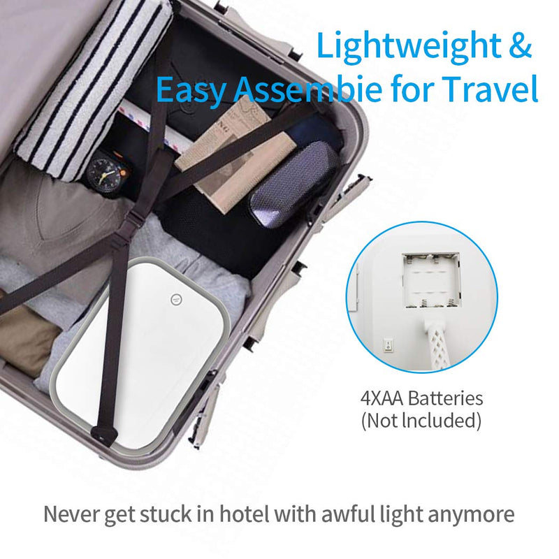 [Australia] - BEWEBEME Makeup Case with Mirror - Touch Control Design LED Lighted Makeup Mirror Cosmetic Case, Folding Makeup Organizer with Storage Box for Travel,Hiking. 