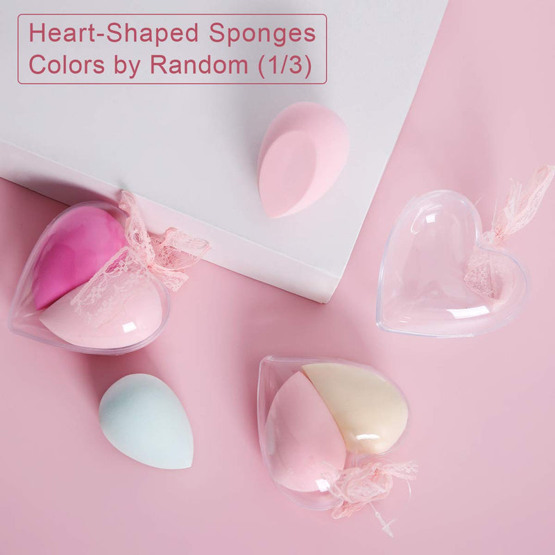 [Australia] - DAWOOWOO Set of Angel Makeup Brush and Heart Shape Blending Sponges Makeup Cosmetic Sponges for Dry & Wet Use, Beauty Sponges with Brush and Sponge Holder 