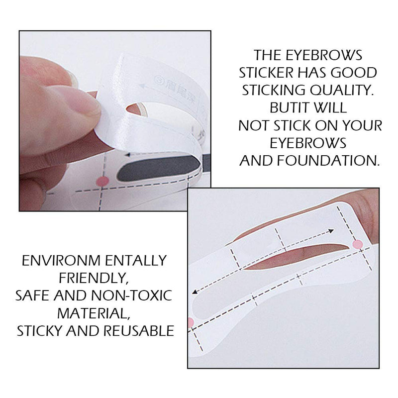 [Australia] - Eyebrow Stencils SET with 36 Pairs Eyebrows Shape Stickers Reusable for Women. Also 3-in-1 Black Eyebrow Pencil that includes Powder & Brush. Easy Eyebrow Grooming & Styling 