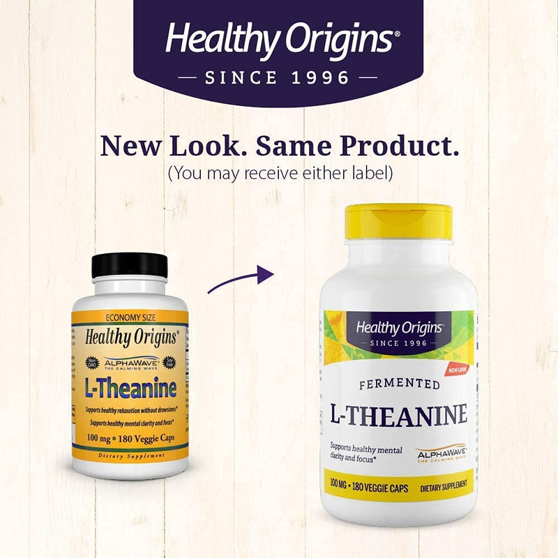 [Australia] - Healthy Origins L-Theanine (AlphaWave) 100 mg, 180 Veggie Caps 180 Count (Pack of 1) 
