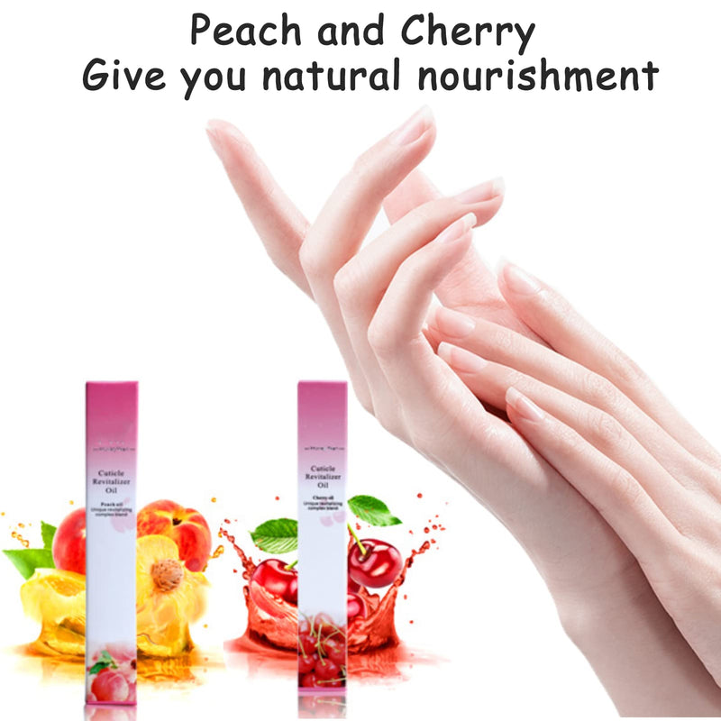 [Australia] - Cuticle Oil Pen for Nail Care, 2PC Nail Oil Pen with Natural Ingredients Revitalize Pen Gel Manicure Pedicure for woman(Various flavor） (Cherry + Peach) Cherry + Peach 