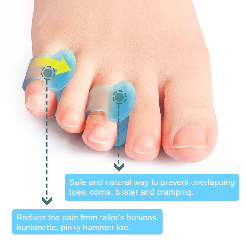 [Australia] - Povihome Gel Toe Separator, Pinky Toe Spacers, Little Toe Spacers for Overlapping Toe, Little Toe Cushions for Preventing Rubbing & Relieving Pressure(12 Pack) Blue 