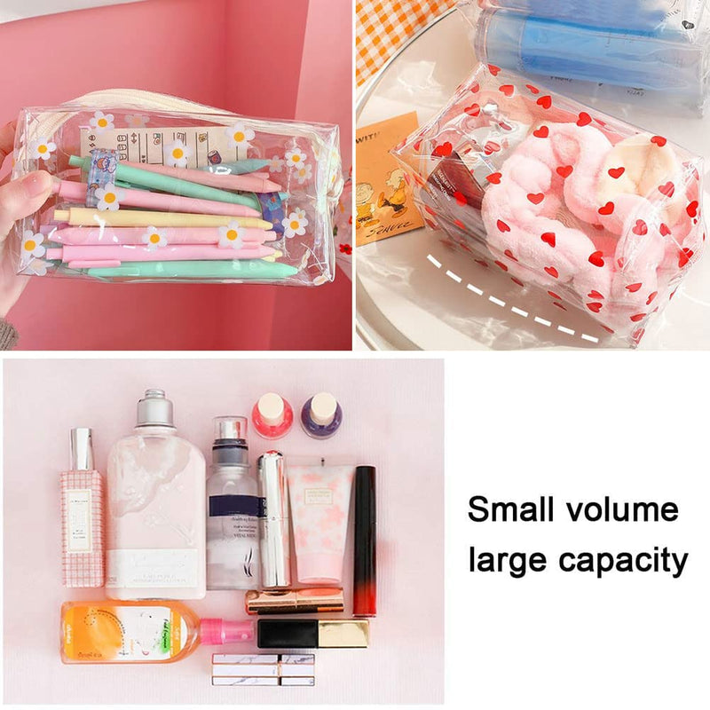 [Australia] - Clear Cosmetic Bags, 2Pcs Clear Cute PVC Fruit Makeup Bag Cute Travel Wash Cosmetic Pouch for Women Girls(Daisy + Love) Daisy+Love 