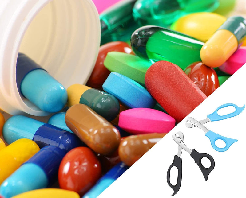 [Australia] - LATRAT Pack of 2 Tablet Dividers Scissors Pill Scissors Cutter with Stainless Steel Blade and Ergonomic Handle for Accurate Dosage of Small Large Pill Tablet 
