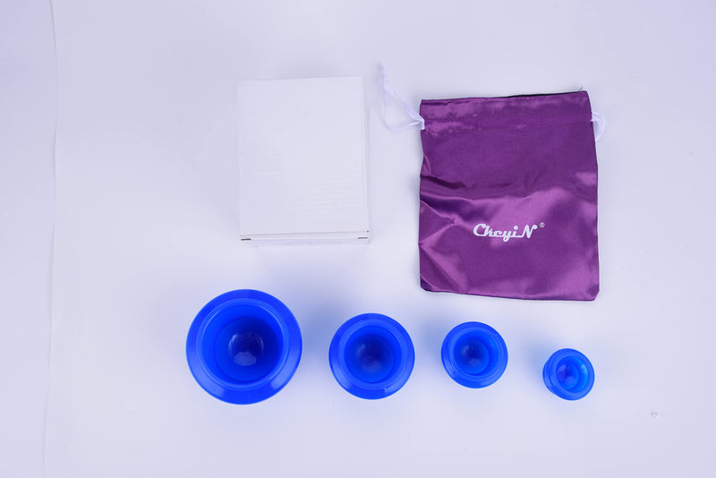 [Australia] - CkeyiN Silicone Cupping Cup, Cupping Therapy Set, 4pcs Massage Vacuum Cups, Anti Cellulite Acupuncture Massager Massage Cup Kit, Portable Face Body Massage Blue 