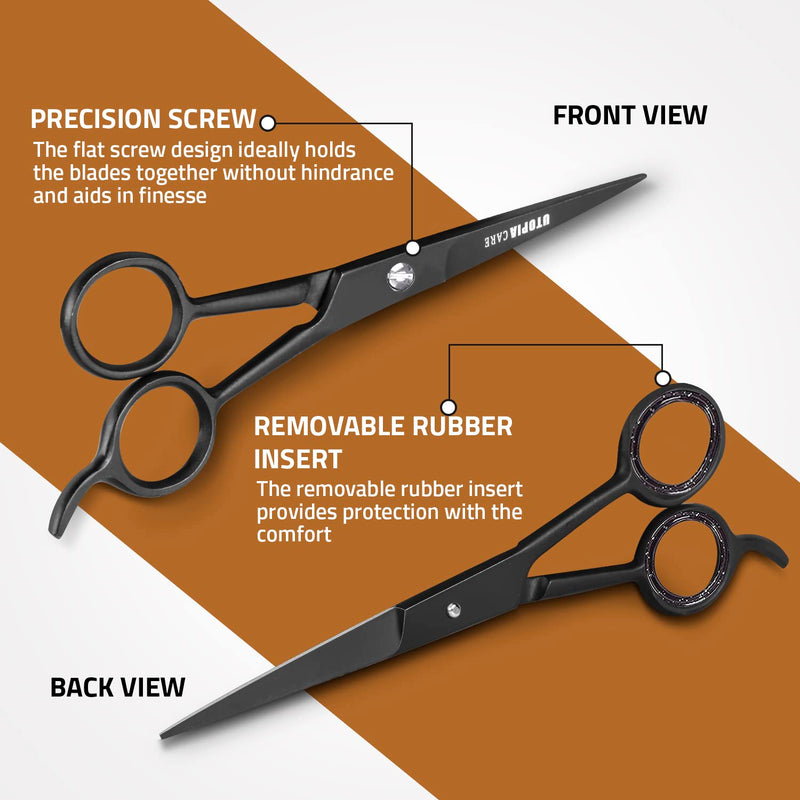[Australia] - Utopia Care Hairdressing Scissors - 6.5" Sharp Stainless Steel Hair Cutting Scissors and Barber Salon Hair Scissors for Professional Hairdressers, Men, Women, Children and Adults (Black) Black 