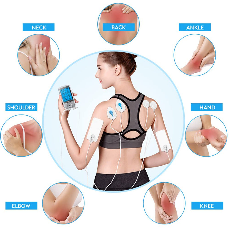 [Australia] - TEC.BEAN 24 Modes TENS Unit Muscle Stimulator, Rechargeable TENS Machine with 8 Electrode Pads (American Gel), Electric Pulse Massager for Pain Relief Therapy 