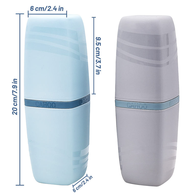 [Australia] - FORYNXHWIN 2 Pcs Travel Toothbrush Cup Travel Toothbrush Case Washing Cup Toothbrush Holder Travel Cup for Travel Hiking Camping Business Trip Bathroom（Blue and Grey） 
