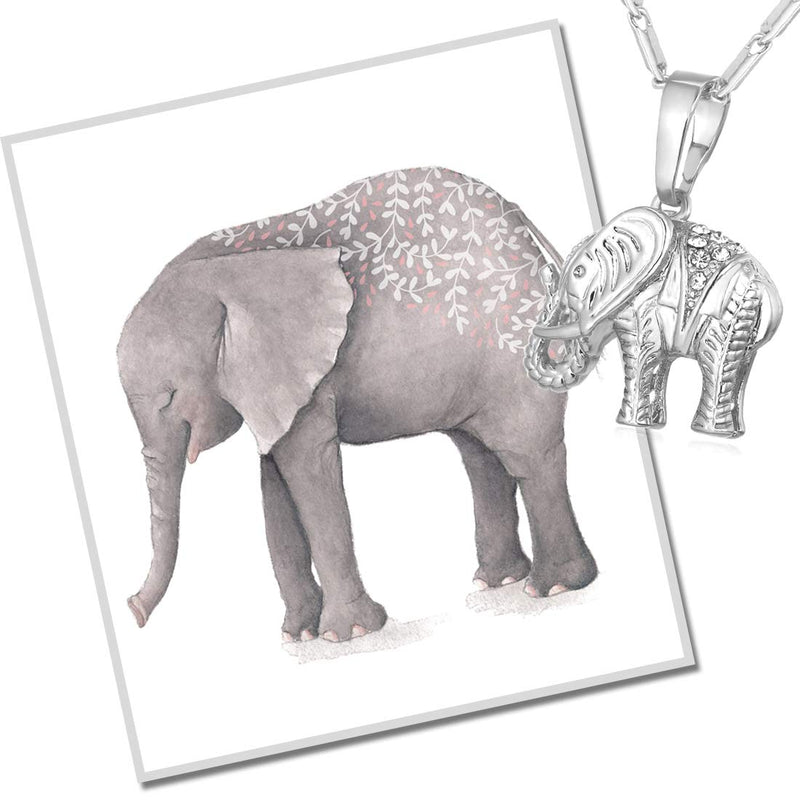 [Australia] - Lucky Elephant Pendant 18k Gold Plated/Platinum Plated Rhinestone Crystal Necklace A.platinum 