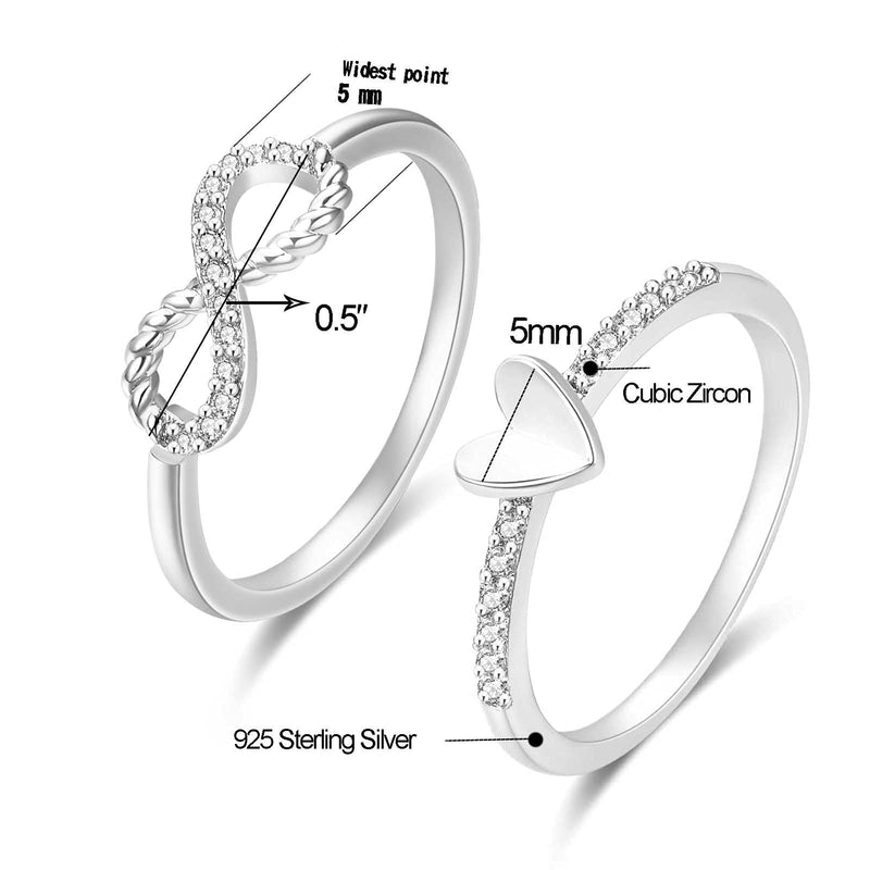 [Australia] - 925 Sterling Silver Heart Infinity Rings for Women Cubic Zirconia Promise Heart Rings Stackable Wedding Bands Forever Knot Trendy Ring Gold 5 