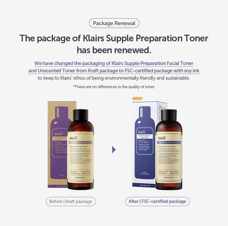 [Australia] - [KLAIRS] Supple Preparation Facial Toner, with Hyaluronic Acid, moisturizer, without paraben and alcohol, 180ml, 6.08oz 