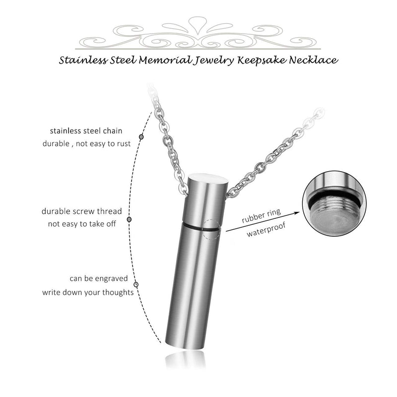 [Australia] - PiercingJ Personalized Engraving Cylinder Memorial Urn Pendant Necklace Stainless Steel Cremation Keepsake Ash Remembrance Jewelry Golden (Non Engraving) 