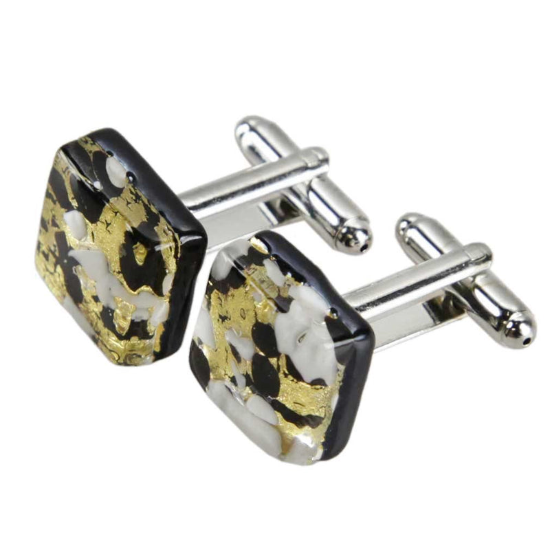 [Australia] - GlassOfVenice Murano Glass Venetian Classic Square Cufflinks - Black Gold 