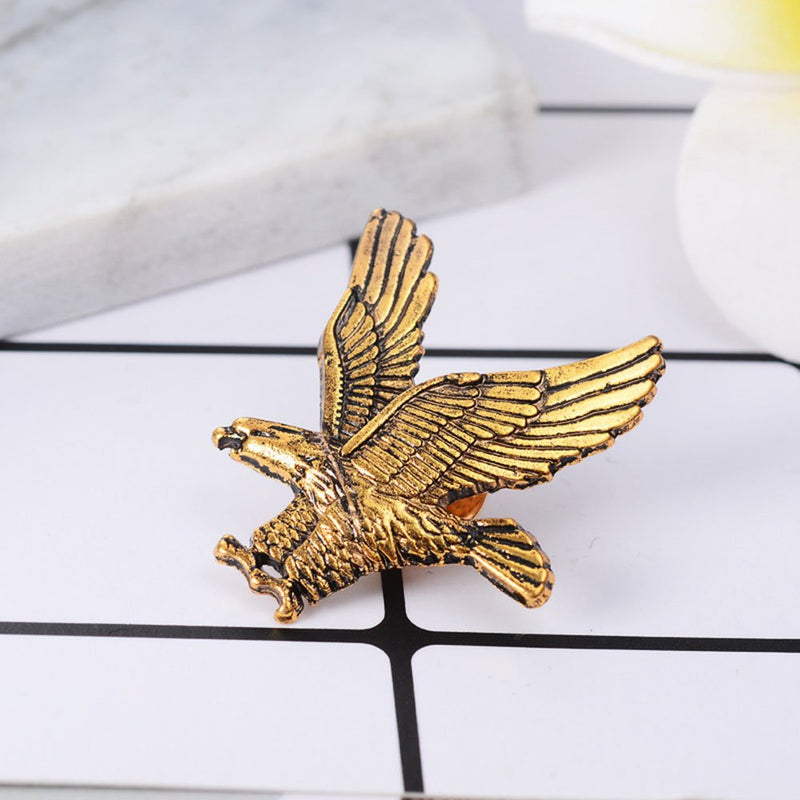[Australia] - MINGHUA Gold Silver Flying Eagle Brooch Pins for Men Golden 