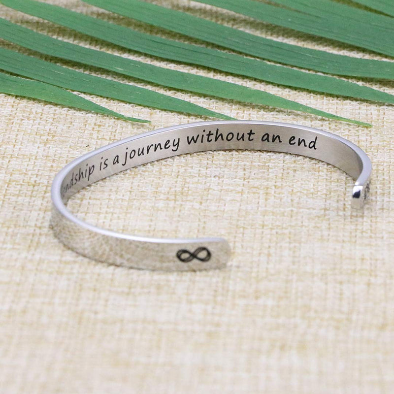 [Australia] - Joycuff Bracelets for Women Funny Gifts for Her Inspirational Jewelry Friend Encouragement Gift Motivational Mantra Cuff Bangle A true friendship is a journey without an end 