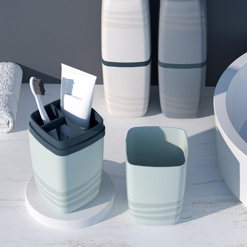 [Australia] - 2 Pcs Travel Toothbrush Case and Carrier, Plastic Portable Business Trips Wash Cup Holder Organizer for Trips and Daily Use (Grey+Grey green) Grey+grey Green 