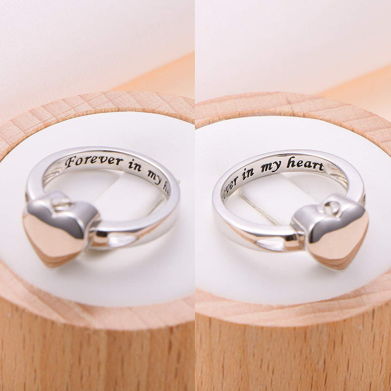[Australia] - Sterling Silver Forever In My Heart Cremation Urn Ring Hold Loved Ones Ashes for Women Finger Ring Memorial Jewelry 7 