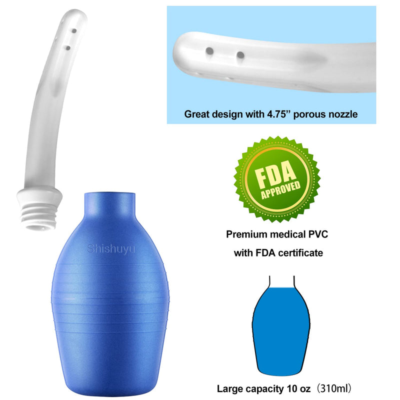 [Australia] - 10 oz Enema Bulb Kit with Storage Bag- Anal or Vaginal Silicone Douche for Men or Women - Comfortable Cleaner（Blue） Blue 