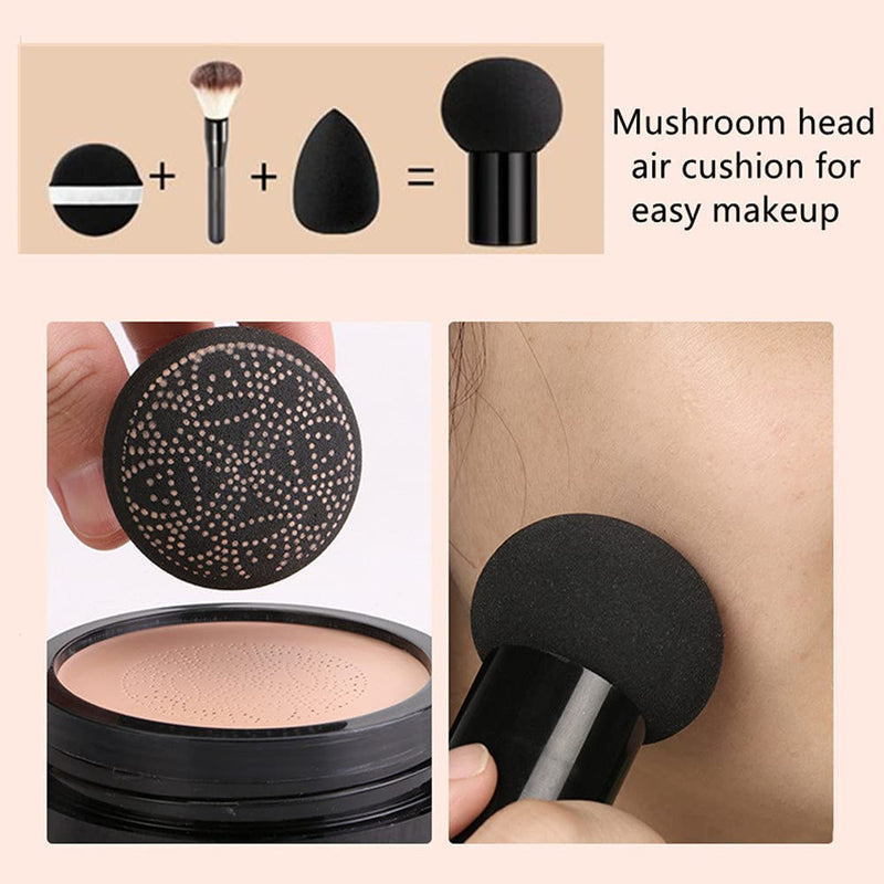 [Australia] - Mushroom Head Air Cushion CC Cream Foundation Cover Concealer Makeup Moisturizing Brightening Pigment Liquid Foundation, Even Skin Tone Makeup Base BB #Light White Light White 