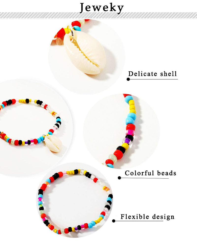 [Australia] - Jeweky Beach Beads Anklets Multi-colored Shell Ankle Bracelets Chain Foot Jewelry for Women and Girls 