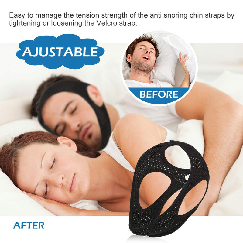 [Australia] - Snoring Chin Strap, Anti Snoring Chin Strap, Anti Snore Devices, Professional Effective Anti snoring Devices, Comfortable Adjustable Stop Snoring Chin Strap for Men, Women, Kids, Black,1pc 