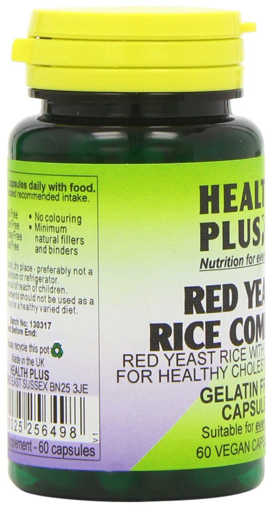 [Australia] - Health Plus Red Yeast Rice Complex Heart Health and Cholesterol Lowering Supplement - Pack of 60 Gelatin Free Capsules 