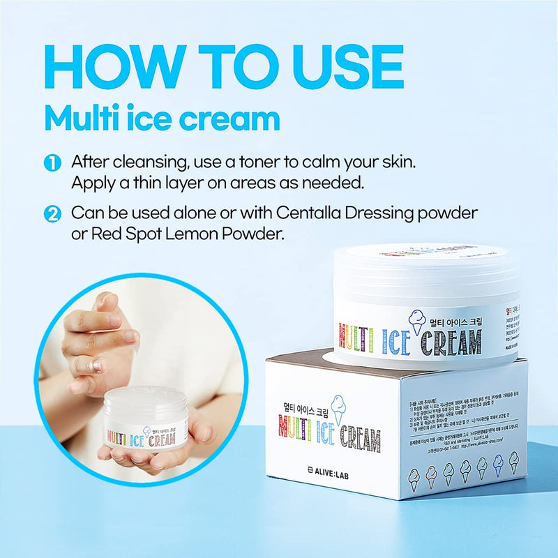 [Australia] - ALIVELAB Multi Ice Cream Sensitive Skin Face Moisturizer Brightening - Frozen Cream 3.4oz - Cold Cream - Skin Lightening Cream - Face Cream for Redness - Cooling Face Cream - Pore Minimizer 