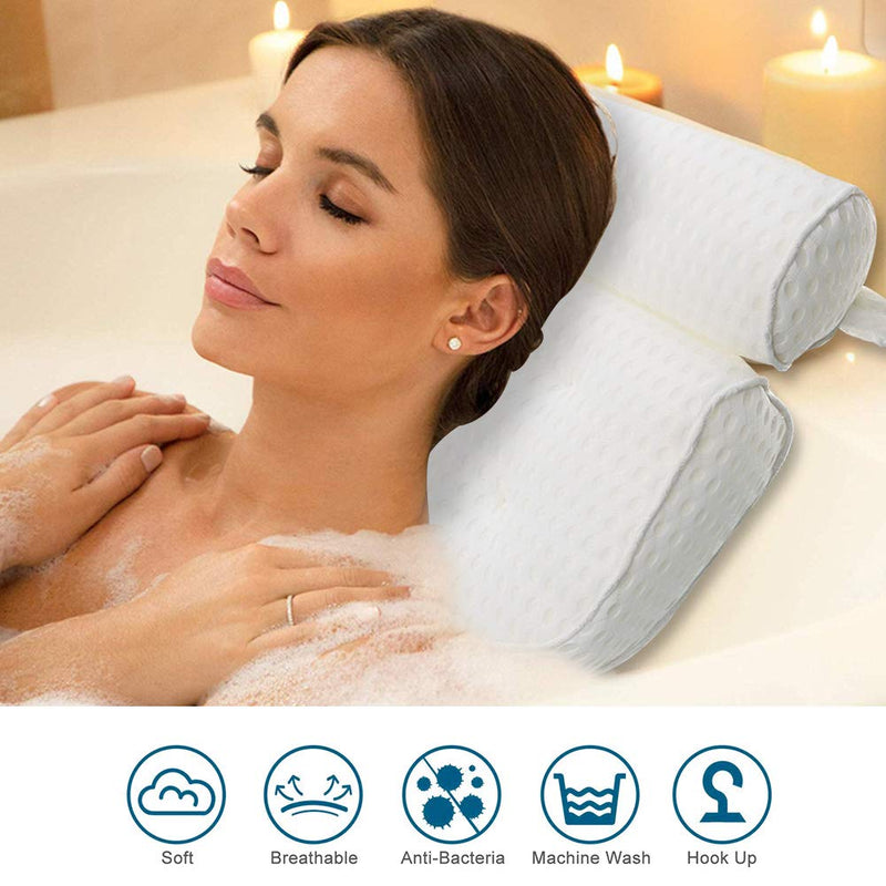 [Australia] - GUIFIER Bathtub Pillow, Upgrade 4D Air Mesh Bath Pillows for Tub Neck and Back Support, Bath Tub Pillow Rest Breathable Bath Accessories for Women & Men, Spa Pillow, Powerful Suction Cups 4d Air-mesh 