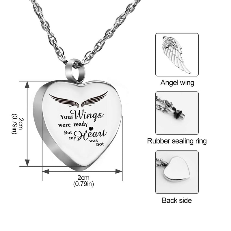 [Australia] - Dletay Heart Urn Necklace for Ashes with 12 Birthstones Cremation Jewelry for Ashes -Your Wings were Ready My Heart was Not Your Wings Were ready 