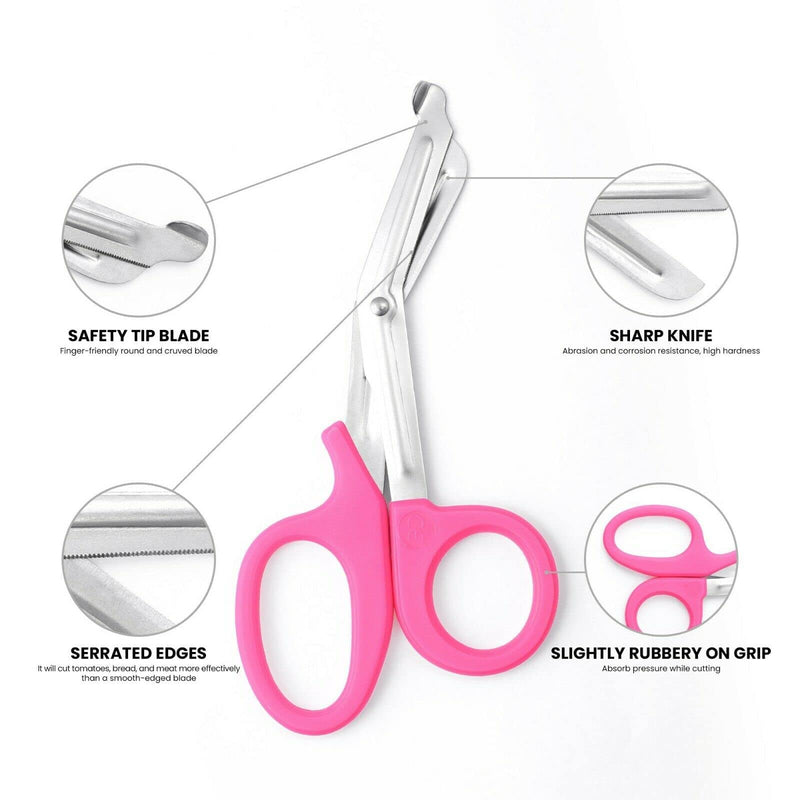 [Australia] - Utility Bandage Medical Shears Tuff Cut Scissor First Aid Nursing Scissor Tuff Cut Scissors Trauma Shears First Aid Medical Scissors CE (Pink 5.5) Pink 5.5 