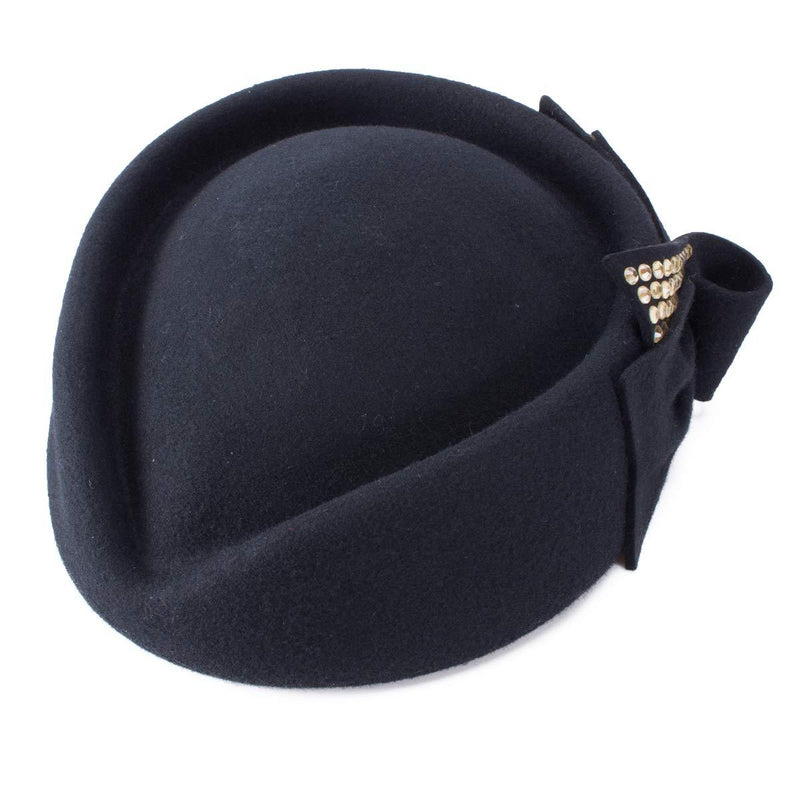 [Australia] - Lawliet Ladies Rhinestone Teardrop Fancy Wool Fascinator Cocktail Pillbox Cap Hat A254 Black 