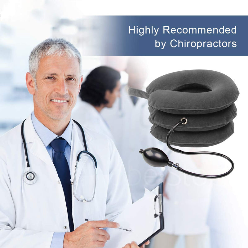 [Australia] - Zhichengbosi Neck Traction Device, 3 Layers Inflatable Neck Traction Reduce Head & Shoulder Pain, Adjustable Cervical Neck Stretcher Collar 