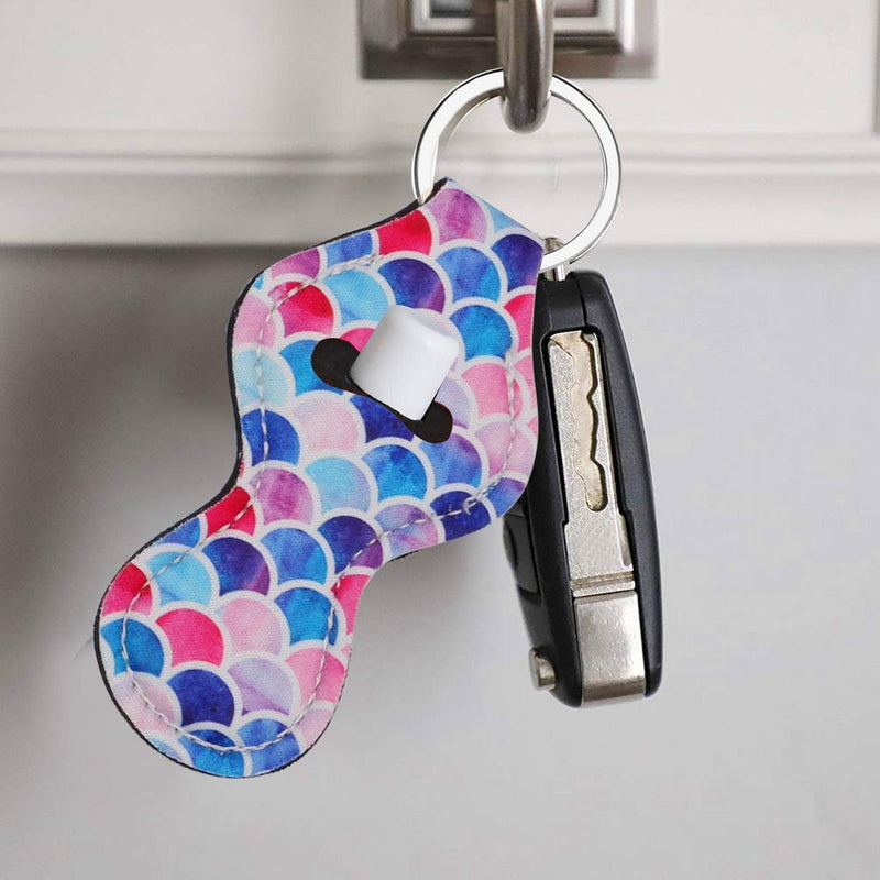 [Australia] - 5 Pcs Flower Chapsticks Keychain Holder, Lipstick Holder Keychains with 2 Pcs Key Chains for Chapstick Travel Accessories Type C 