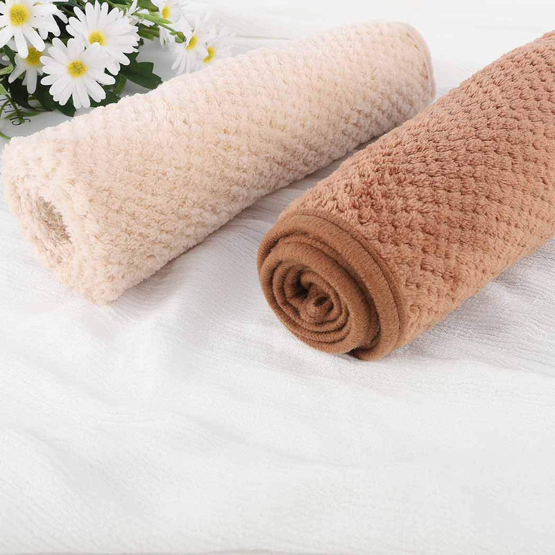 [Australia] - Avanlin Hair Towel Wraps White Absorbent Twist Turban Drying Hair Caps with Button Hair Drying Towels for Curly Long and Thick Hair for Women and Girls Pack of 2 
