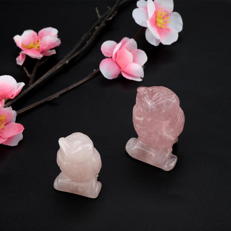 [Australia] - Rose Quartz, Hand Carved Owl Pink Crystal Figurine Healing Stone Gemstone Decoration for Wicca Reiki Healing Energy (1.5 inch) 1.5 inch 