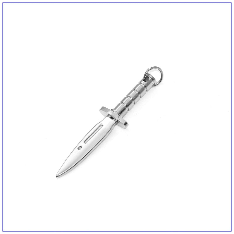 [Australia] - Fusamk Fashion Titanium Steel Dagger Tag Pendant Knife Necklace Steel Knife 