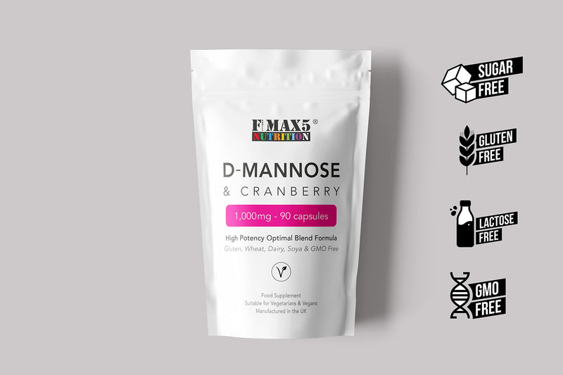 [Australia] - D-Mannose & Cranberry Capsules 1,000mg - 90 Capsules - Urinary Tract & Bladder Support - High Strength Blend - Allergen Free - Not Mannose Tablets or Powder - Made in the UK 