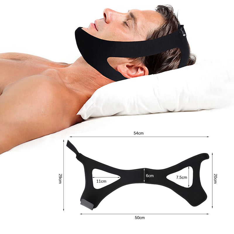[Australia] - Anti Snoring Chin Strap Stop Snoring Aids Breathable Stop Snore Chin Strap Snoring Solution Snore Stopper Adjustable Anti Snoring Belt Stop Snoring Device for Men, Women, CPAP Users, Mouth Breather Black 