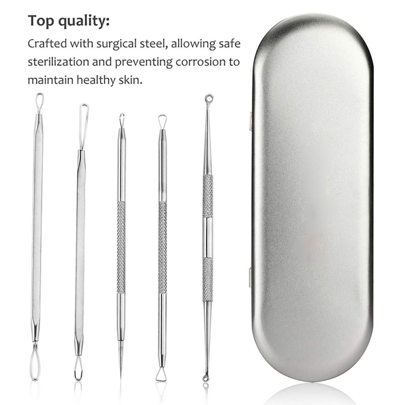 [Australia] - FEITA Blackhead Remover Tools Kit Best Acne Pimple Comedone Extractor with Metal Case - Treatment Whitehead Popping Zit Removing for Nose Face Skin Risk Free 