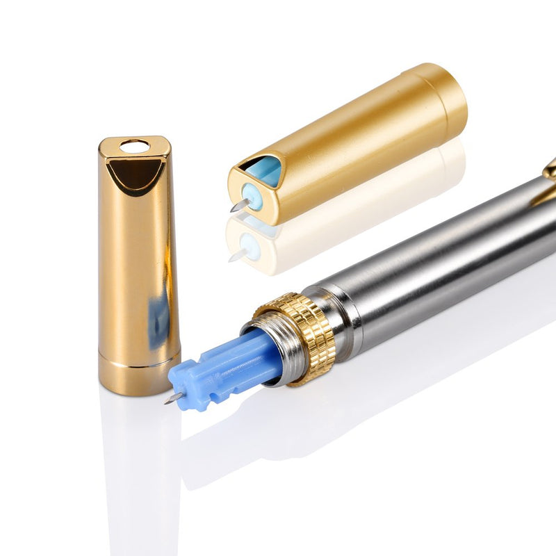 [Australia] - Painless Lancing Device Blood Lancet Pen Sterile Gold Plated of Third Generation with +50pcs 23G Needles 1 Count (Pack of 1) 
