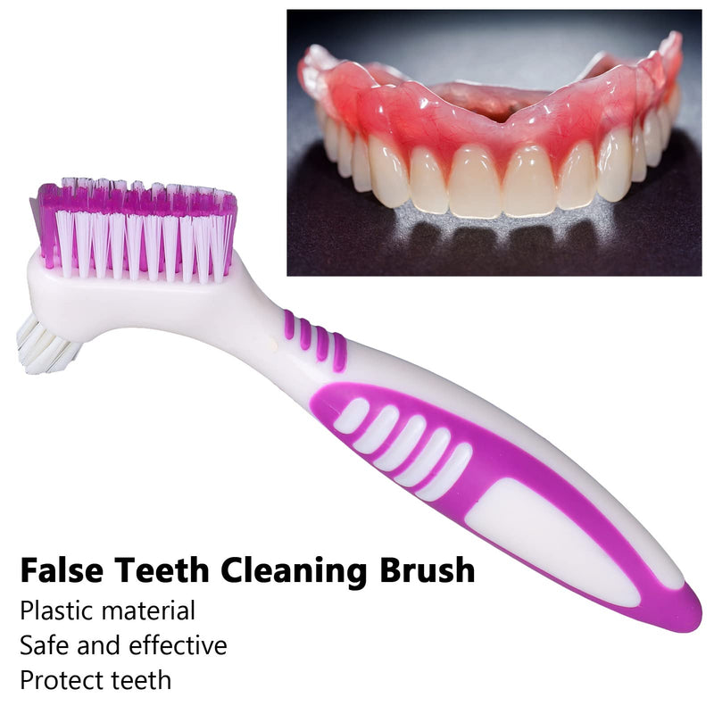 [Australia] - Denture Brush, False Teeth Cleaning Brush Extend Denture Long Lasting Plastic Safe on Both Sides for False Teeth Cleaning 