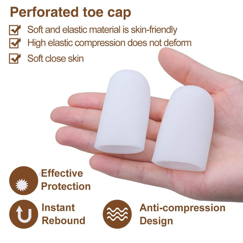 [Australia] - Welnove 10 Pack Big Toe Caps Gel Toe Protectors - Cushions to Protect The Big Toe and Prevent Blister, Callus & Corn, Relief from Missing or Ingrown Toenails 10 Large(white) 