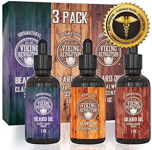 [Australia] - Beard Oil Conditioner 3 Pack - All Natural Variety Gift Set - Sandalwood, Pine & Cedar, Clary Sage Conditioning and Moisturizing for Healthy Beards 28.35 g (Pack of 3) 